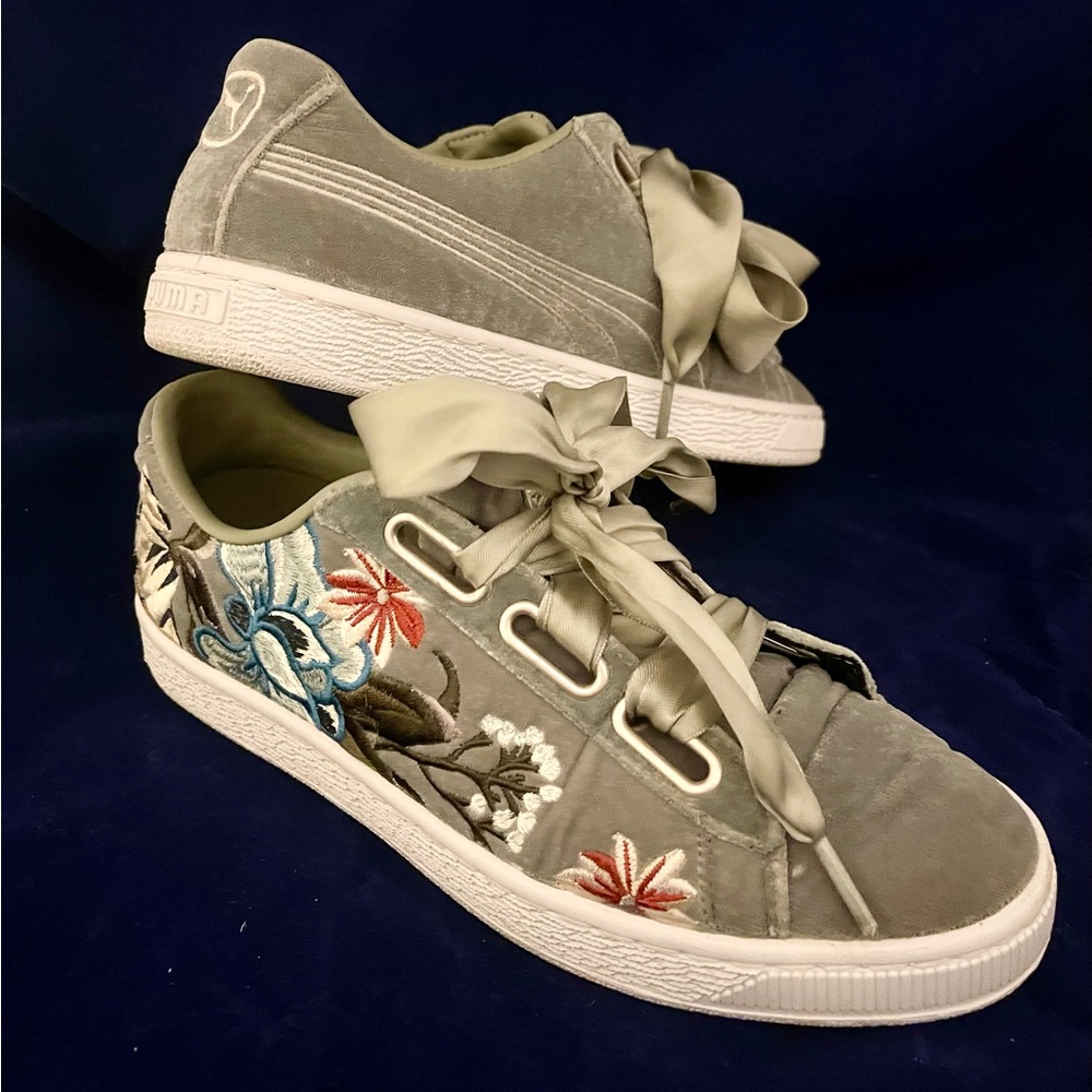 Puma velvet Basket Heart Hyper Embroidery shoes